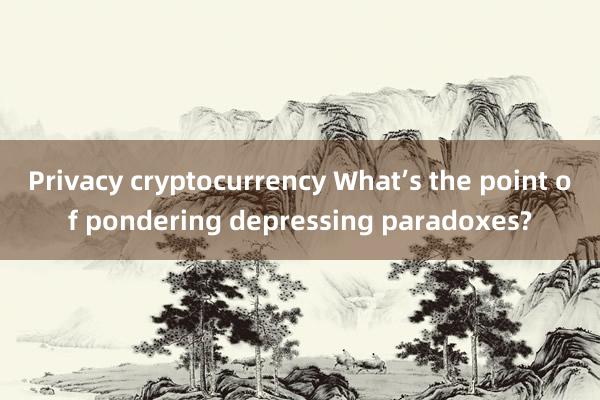 Privacy cryptocurrency What’s the point of pondering depressing paradoxes?